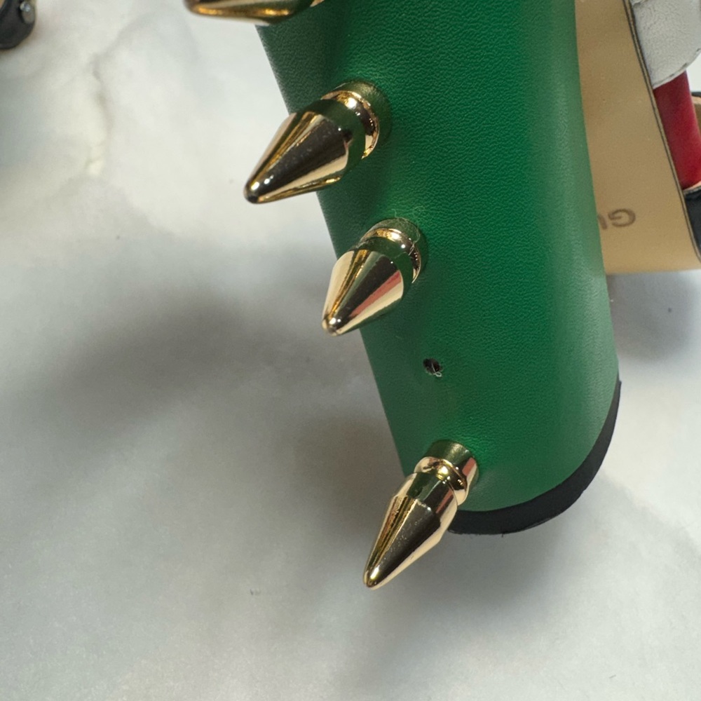 Gucci Red, Green, and Gold Spiked Heels - Picture 9 of 13